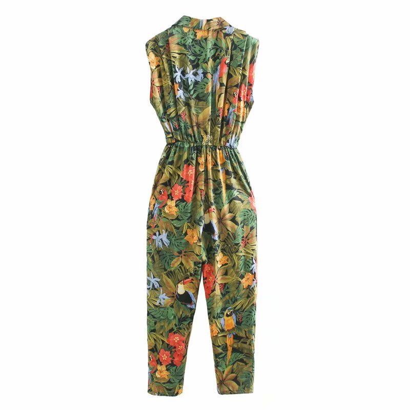 summer print new waist fashion jumpsuit