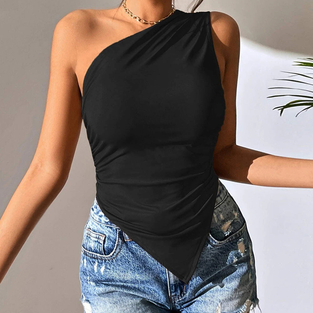 European And American Irregular Shoulder Off-shoulder Vest Camisole Top