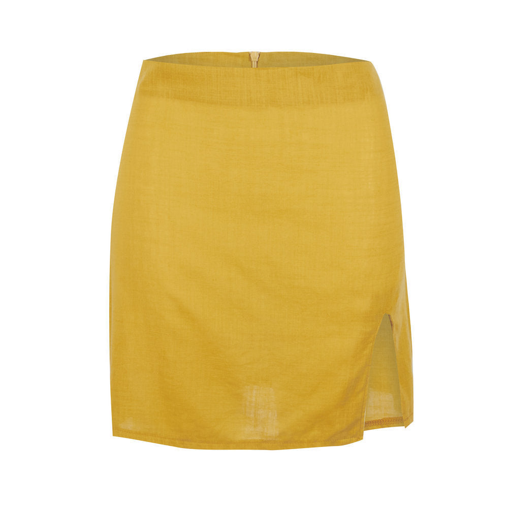 Spring-Summer Exploded Skirt Slit High Waist Zip Skirt