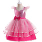 Girl's Simple Cartoon Printed Mesh Dress