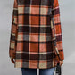 Women's Loose Printed Checks Long Sleeve Pocket Woolen Coat Cardigan Top