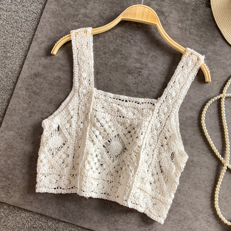 Crochet All-match Short Sling Students Wear A Small Vest