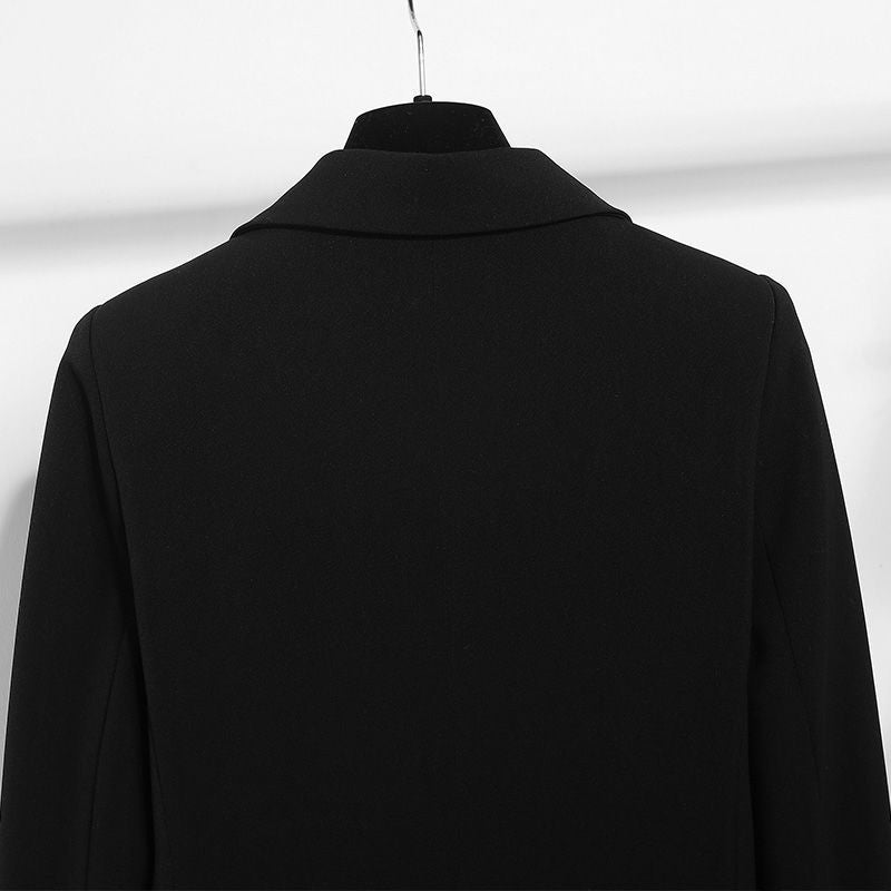 Nouveau costume long noir slim pour femme OL