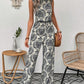 Printed Waist Cinching Casual Straight Leg Pants Set
