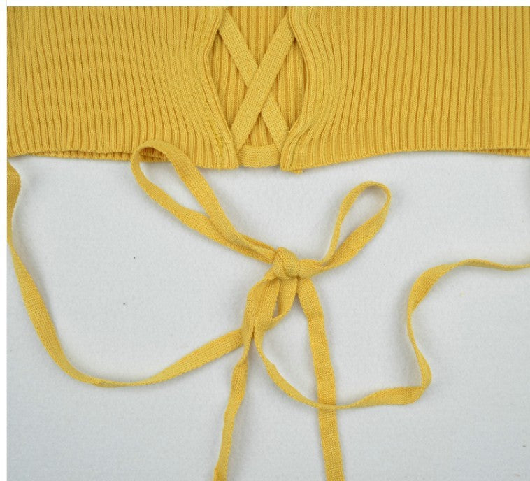 Strapless vest back hollow tie
