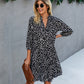 Fashion Printed Plaid V-neck Three-quarter Sleeve Women's Dress