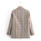 Korean style British style long plaid suit jacket