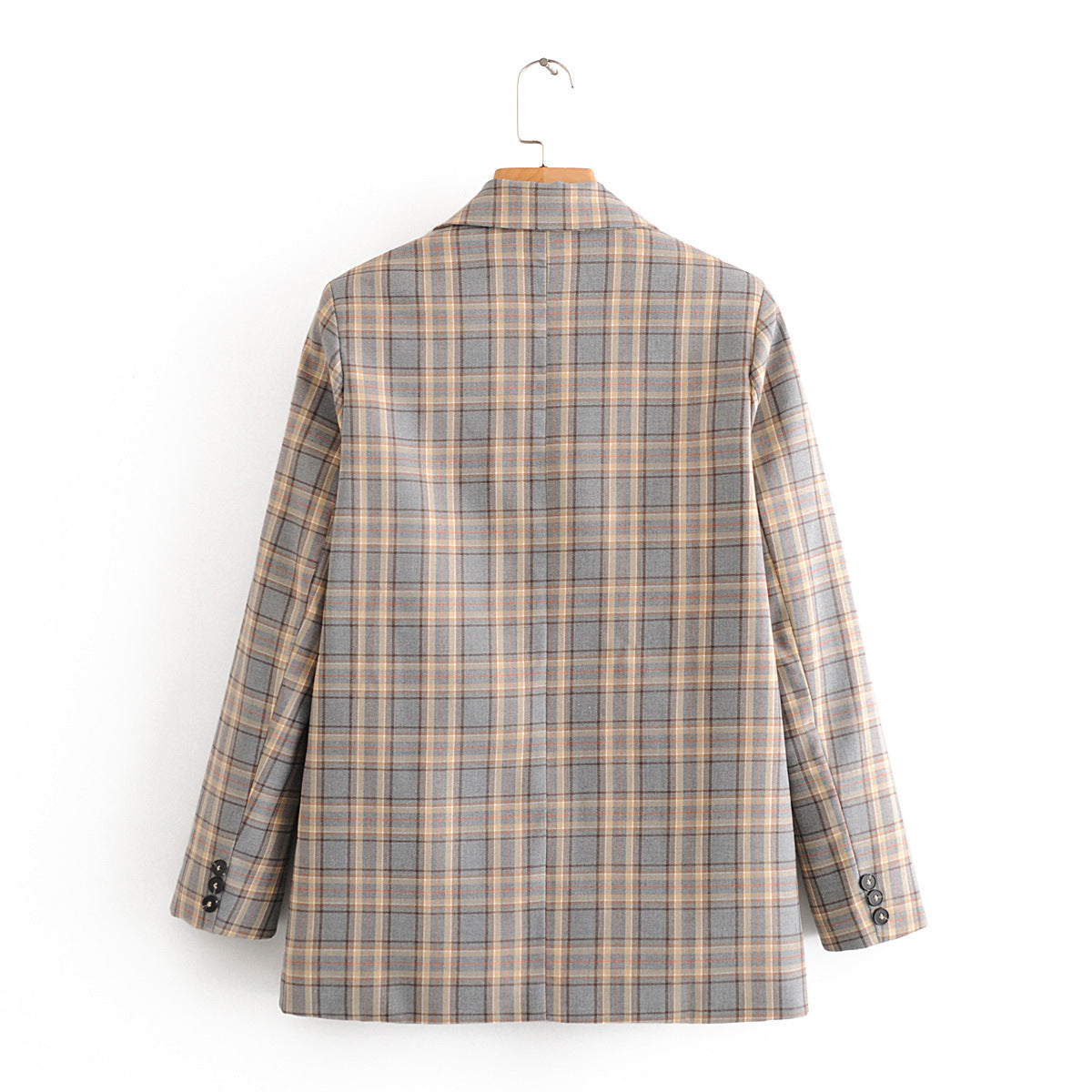 Korean style British style long plaid suit jacket