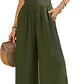 Neck-gathered Bodysuit With Casual Wide-leg Pants