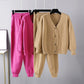 Autumn And Winter Knitting Two-piece Set Cable-knit Sweater Suit