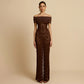 Women's Off-shoulder See-through Lace Split Slim-fit Sheath Dress