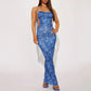 Sling Dress Women's Faux Pocket Printed Fashion Long Dress