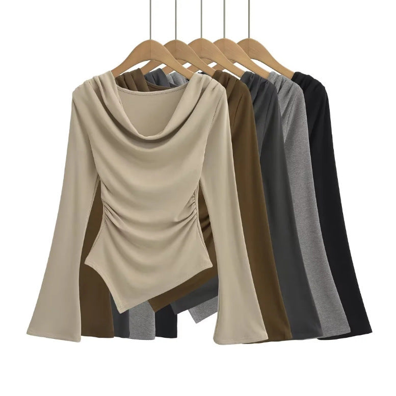 Women's American-style Off-shoulder Flared Long-sleeved Base