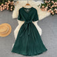 Fashionable Waist-cinching Tie-front Slimming Solid-color Minimalist Dress