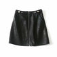 High Waist Slim Zipper PU Leather Skirt Short Skirt A-Line Skirt