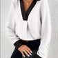 Women's V-collar Contrast Color Casual Shirt
