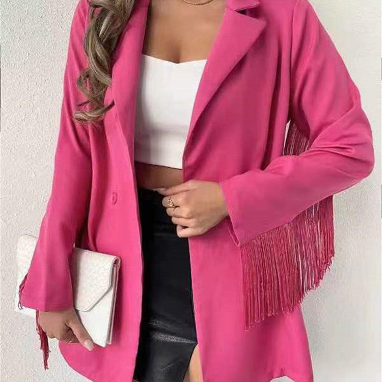 Costume droit décontracté à franges pour femme