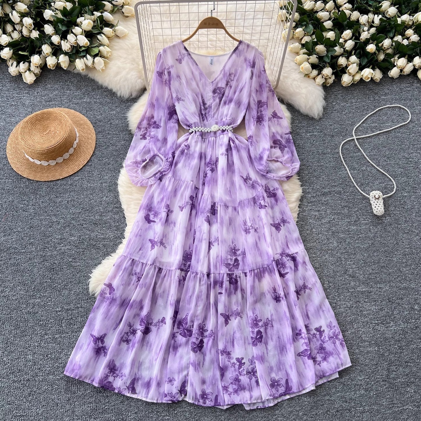 French Style High-grade Waist-tight Dress Women