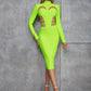 Retro Back Hollow-out Slit Slim-fitting Long Sleeve Dress