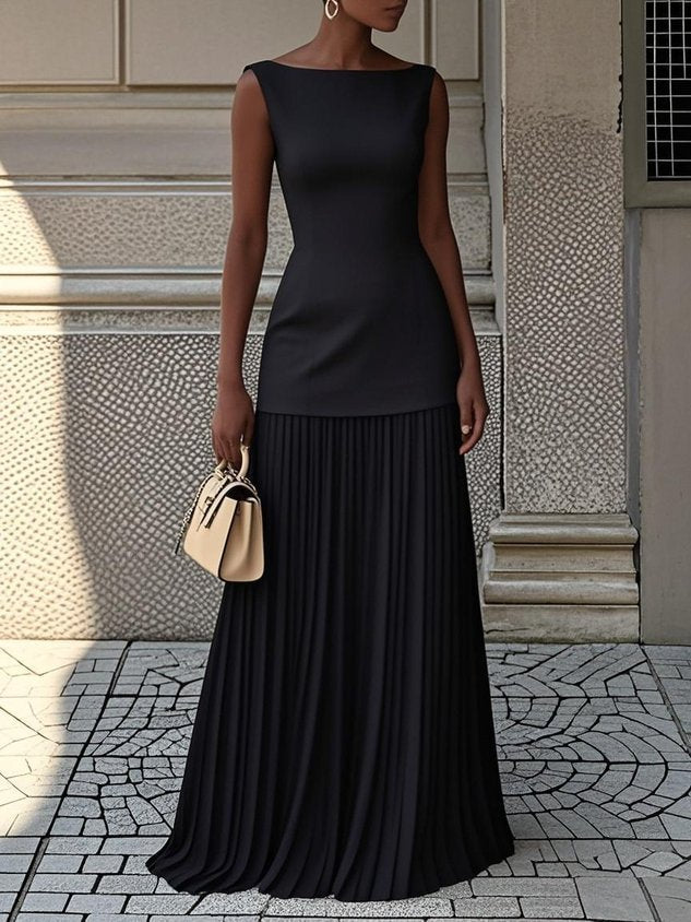 Solid Color Sleeveless Knitted Vest Slim Knit Dress