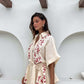 Women's Printed Lace Up Waist-tight Cardigan 5-point Sleeve One-piece Shorts