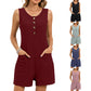 Womens Single-breasted Vest And Shorts Jumpsuit