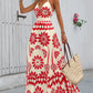 Printed Strap Maxi Dress With A Vacation-ready Open-back Design