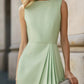 New Solid-color Sleeveless French-style Waist-cinching Slimming Pleated Dress