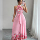 Women's Fashionable Printed Pleated Long Dress