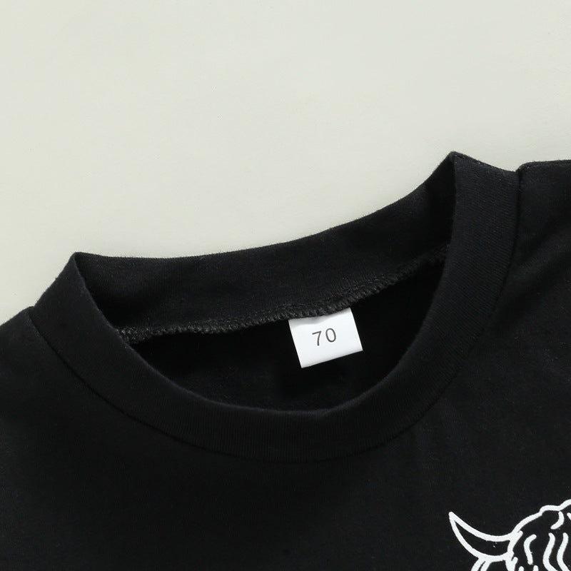 Ensemble deux pièces t-shirt à manches courtes et short imprimé tête de vache