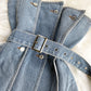 Design Sense Female Niche Breasted Splicing Slim Irregular Denim Tube Top Wear