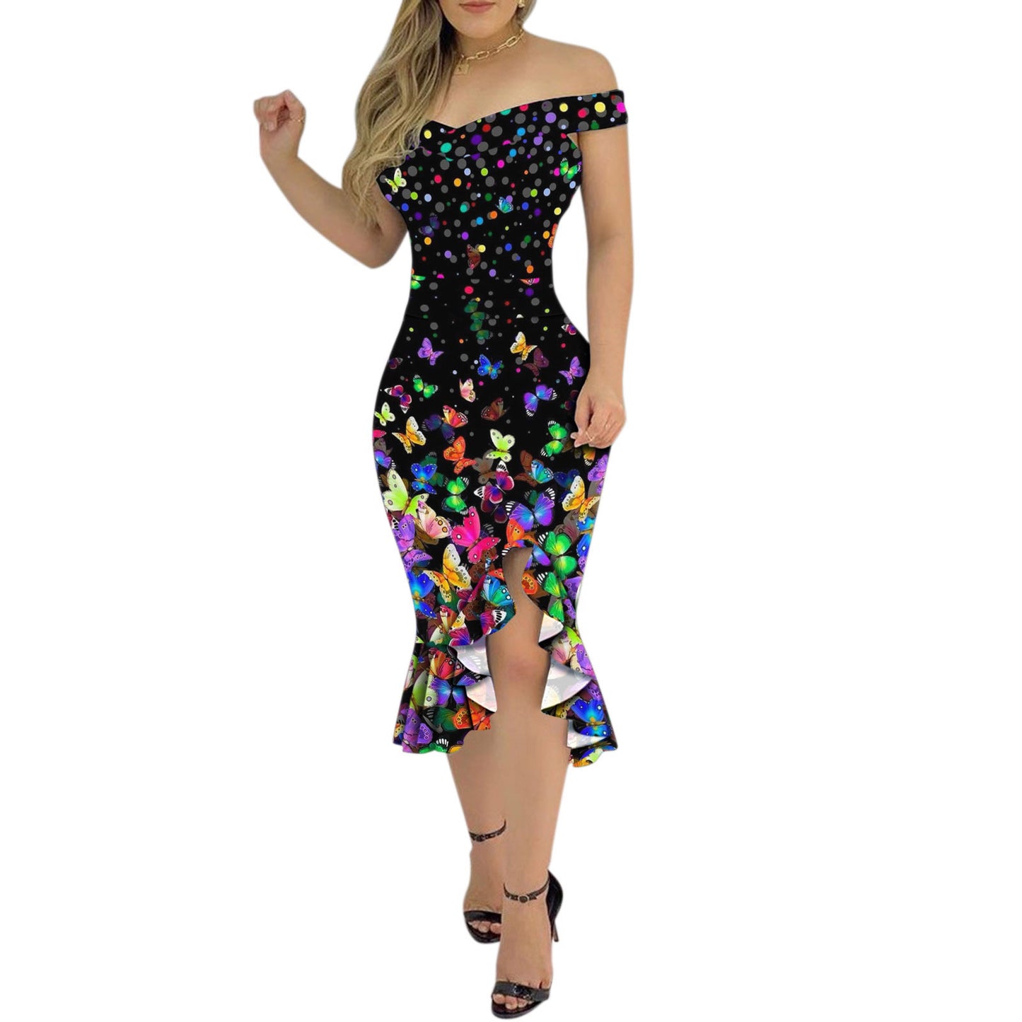 Women's Fashion Graceful Personality Ruffled Dress