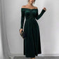 Womens Stylish Figure-hugging Velvet Long-sleeve Dress