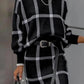 Large Plaid Pullover Long Sleeve Woolen Skirt Suit Two-piece Set
