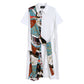 Dress With Printed Shirt Skirt Tie