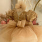 Girls Princess Dress With Puff Sleeve Sequins Children Puff Mesh