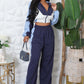 Spring And Autumn Loose Zip Short Coat High Waist Wide Leg Pants Two-piece Set