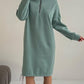 High-neck Half-zip Sweatshirt Dress Warm Fleece Skirt