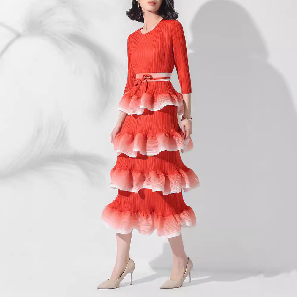 Women's Polyester Niche Exquisite Pleated Dress