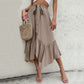Women's Mid-length Lace-up Irregular Stitching Ruffle Skirt