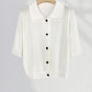 Textured French POLO Lapel Short Sleeve Sweater