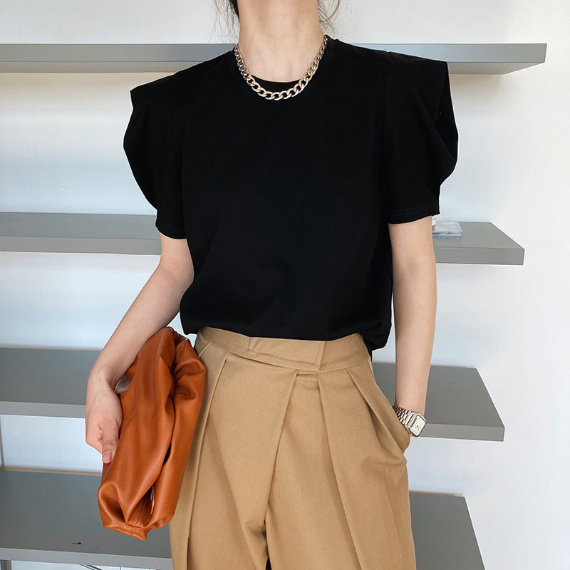 Women's Lazy Loose Round Neck Puff Sleeve Top