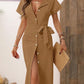 Women's Buttoned Lace-up Slim Mid-length Skirt