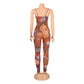 Suspender Mesh Printed Jumpsuit