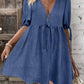 Deep V-neck Design Chest Lace-up A- Line Dress