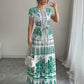Womens Printed Elegant Simple Lace-up Round-neck Dress