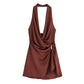 Gold Inlaid Hanging Collar Off-the-shoulder Women's Dress