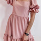Short Sleeve Stitching Loose Solid Color Dress
