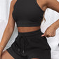 Sleeveless Waffle Suit Solid Color Vest Fashion Casual Shorts