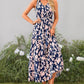 Robe imprimée à col en V et taille élastique pour femme